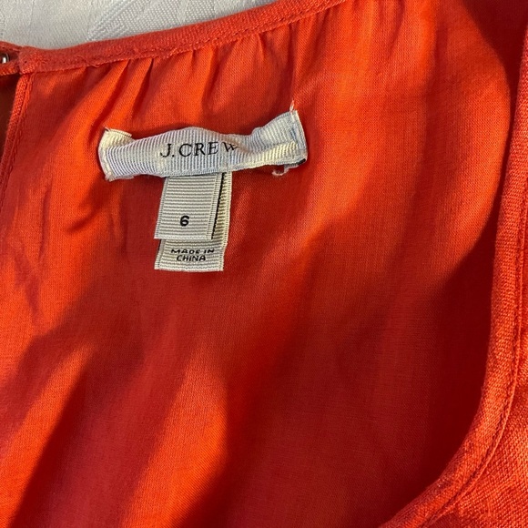 J Crew Orange 100% Linen Crew Neck Side Zip Pockets Dress Women Size 6 - Picture 9 of 11